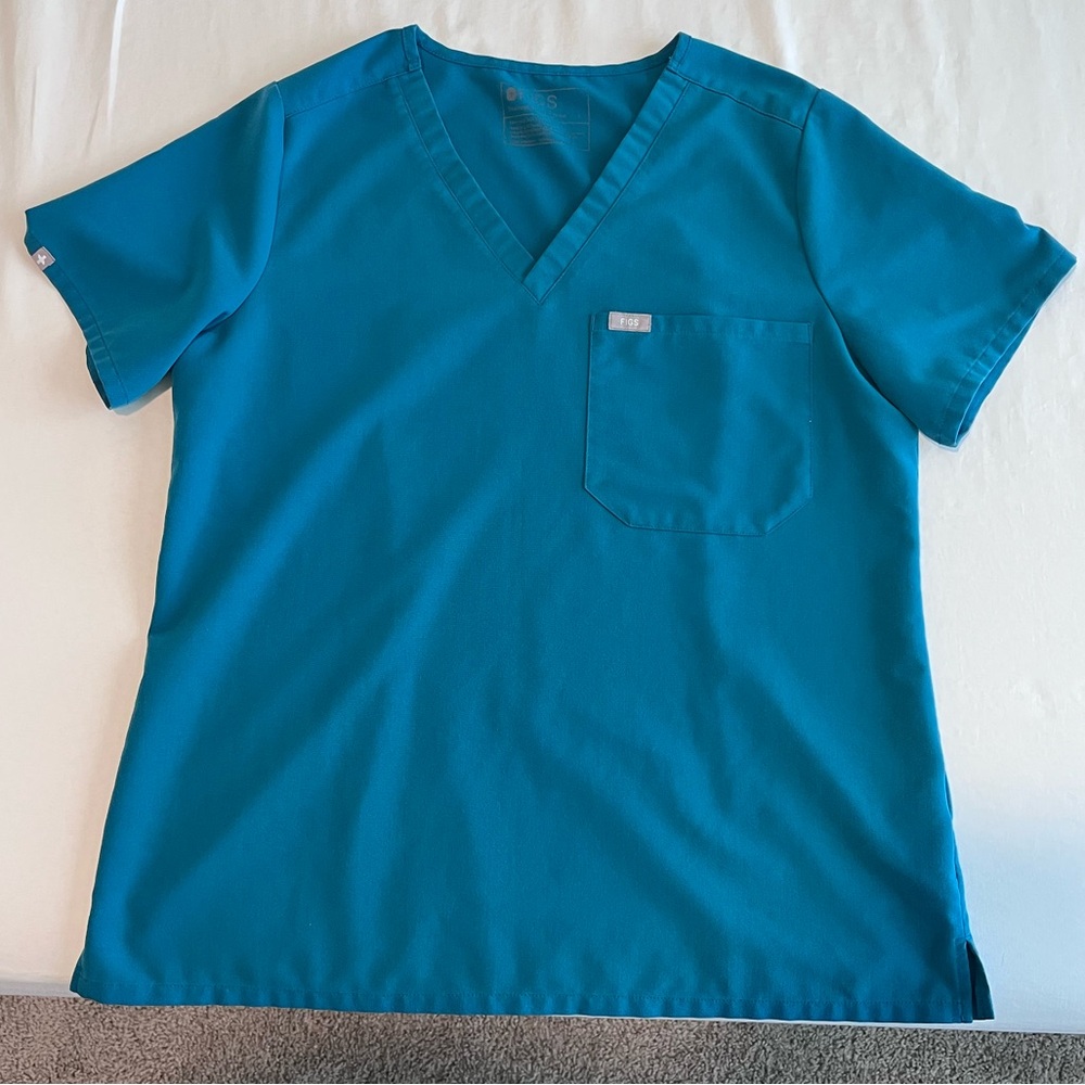 Figs Catarina Scrub Top in Pacific Blue